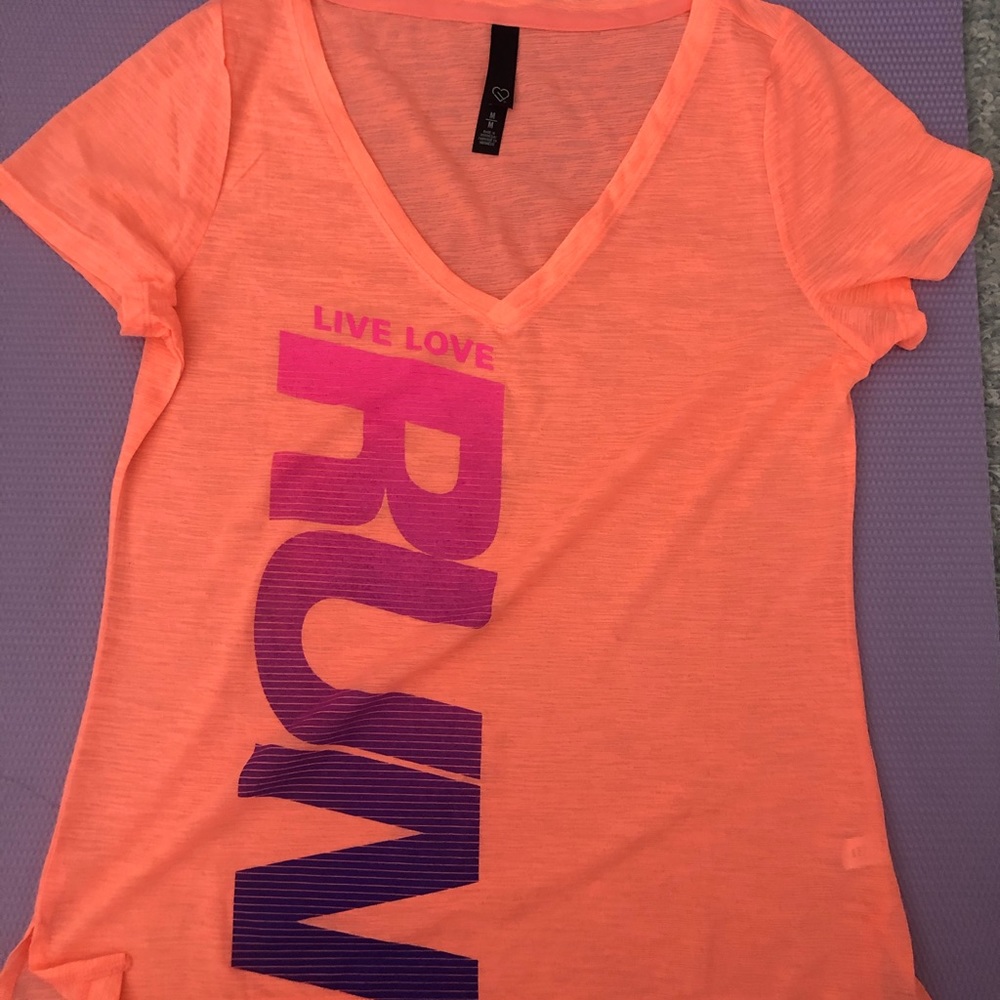 Hot orangeish loose see-through active-wear shirt